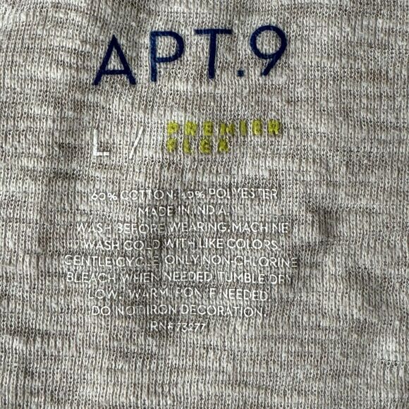 APT. 9 Men's Beige Long Sleeve Casual Henley Shirt Size Large - Picture 3 of 11